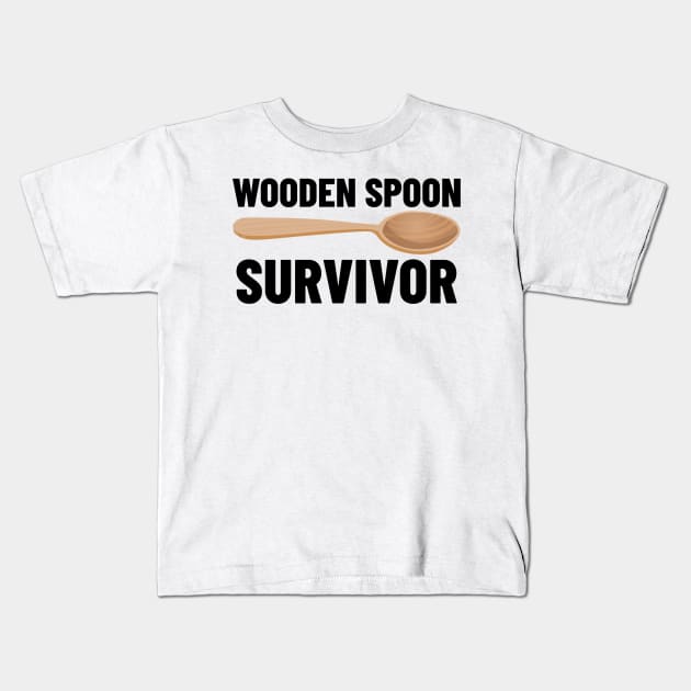 Wooden Spoon Survivor Kids T-Shirt by mikepod